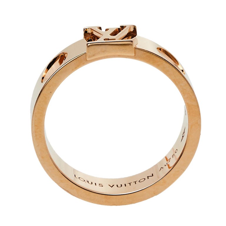 Auth Louis Vuitton Ring Alliance Epi EU59 18K 750 Rose Gold