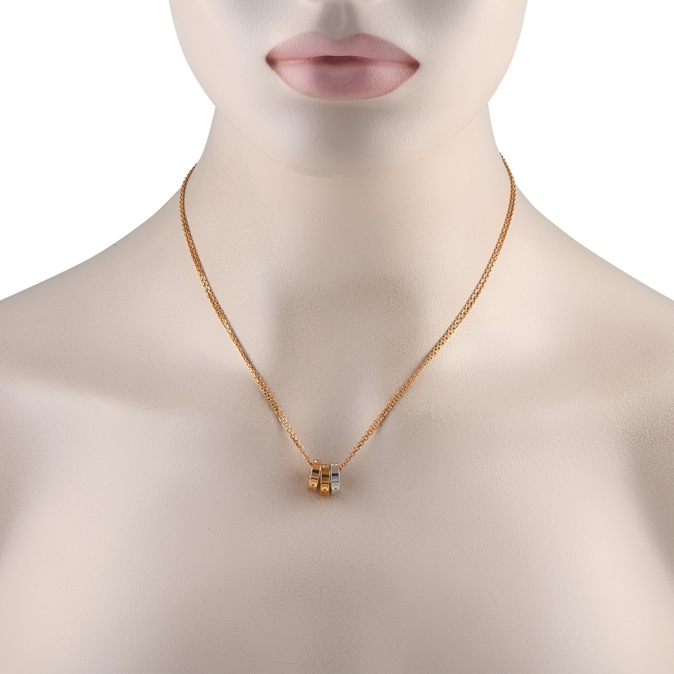 Louis Vuitton Empreinte 18K Rose, White, and Yellow Gold Pendant Necklace In Excellent Condition In Southampton, PA