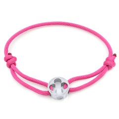Louis Vuitton Empreinte 18 Karat White Gold Charm Bracelet with Pink Silk Cord