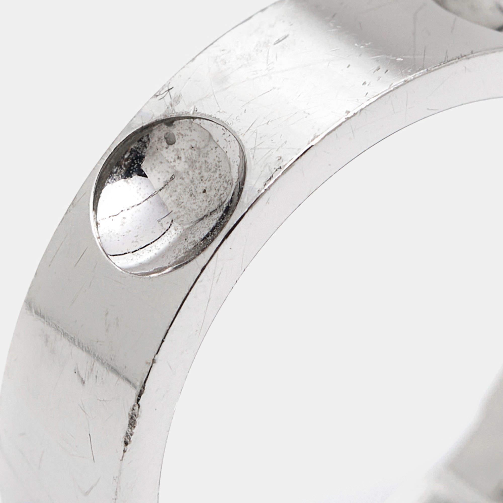 Contemporary Louis Vuitton Empreinte 18k White Gold Ring Size 52 For Sale