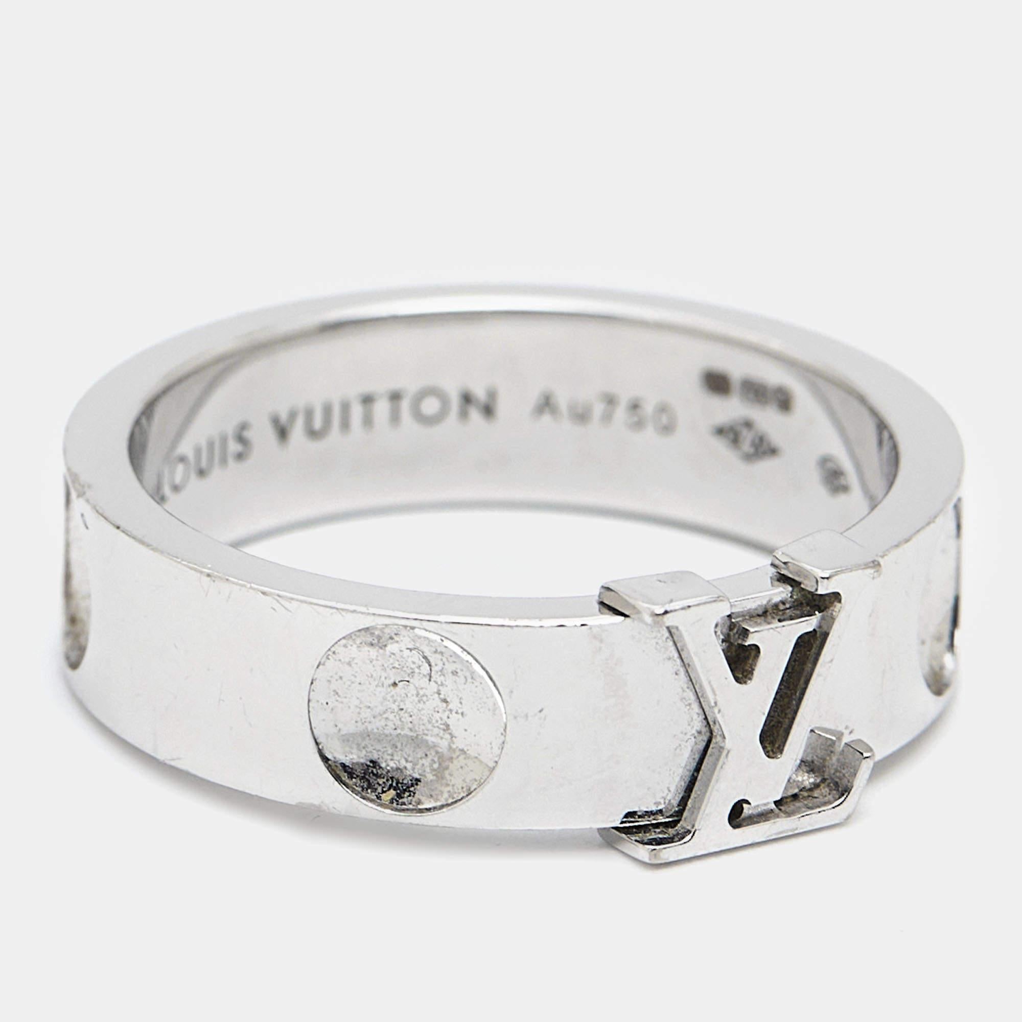 Women's Louis Vuitton Empreinte 18k White Gold Ring Size 52 For Sale