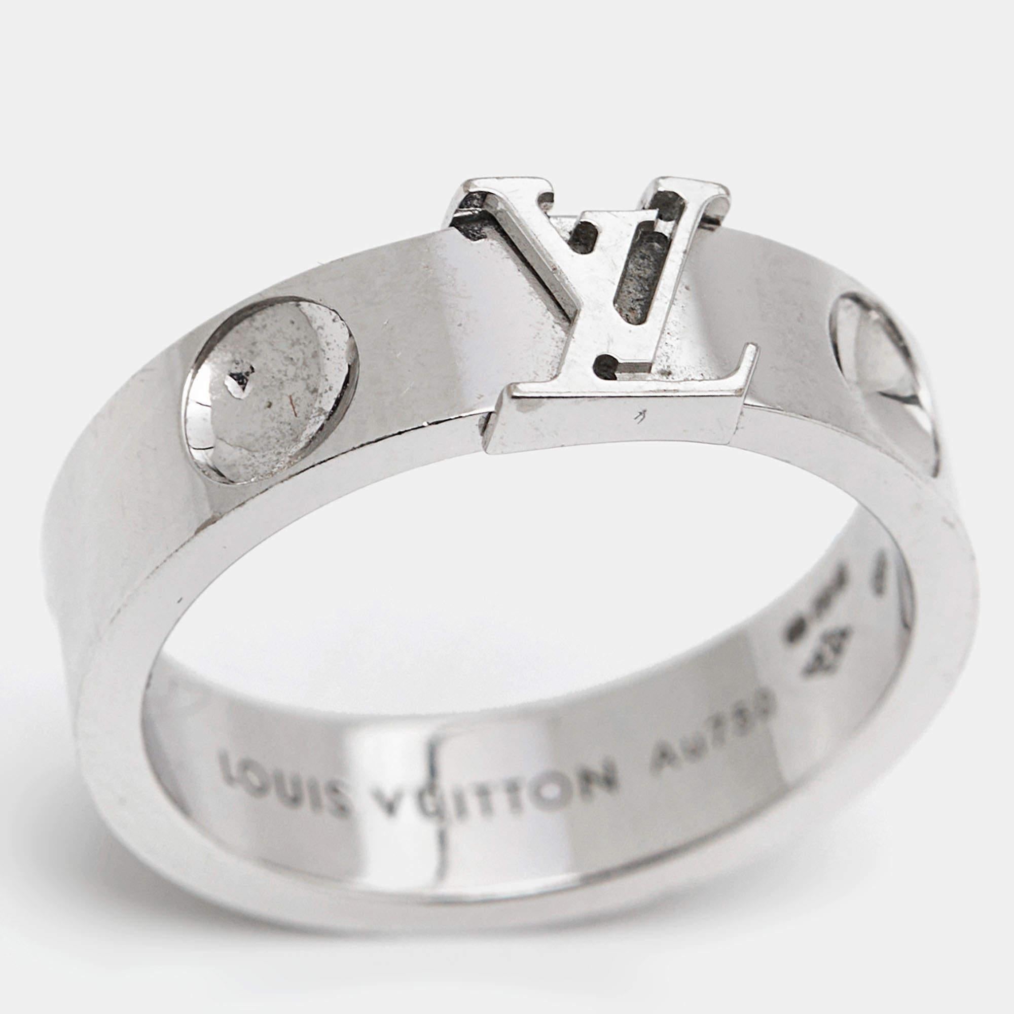 Louis Vuitton Empreinte 18k White Gold Ring Size 52 For Sale 2