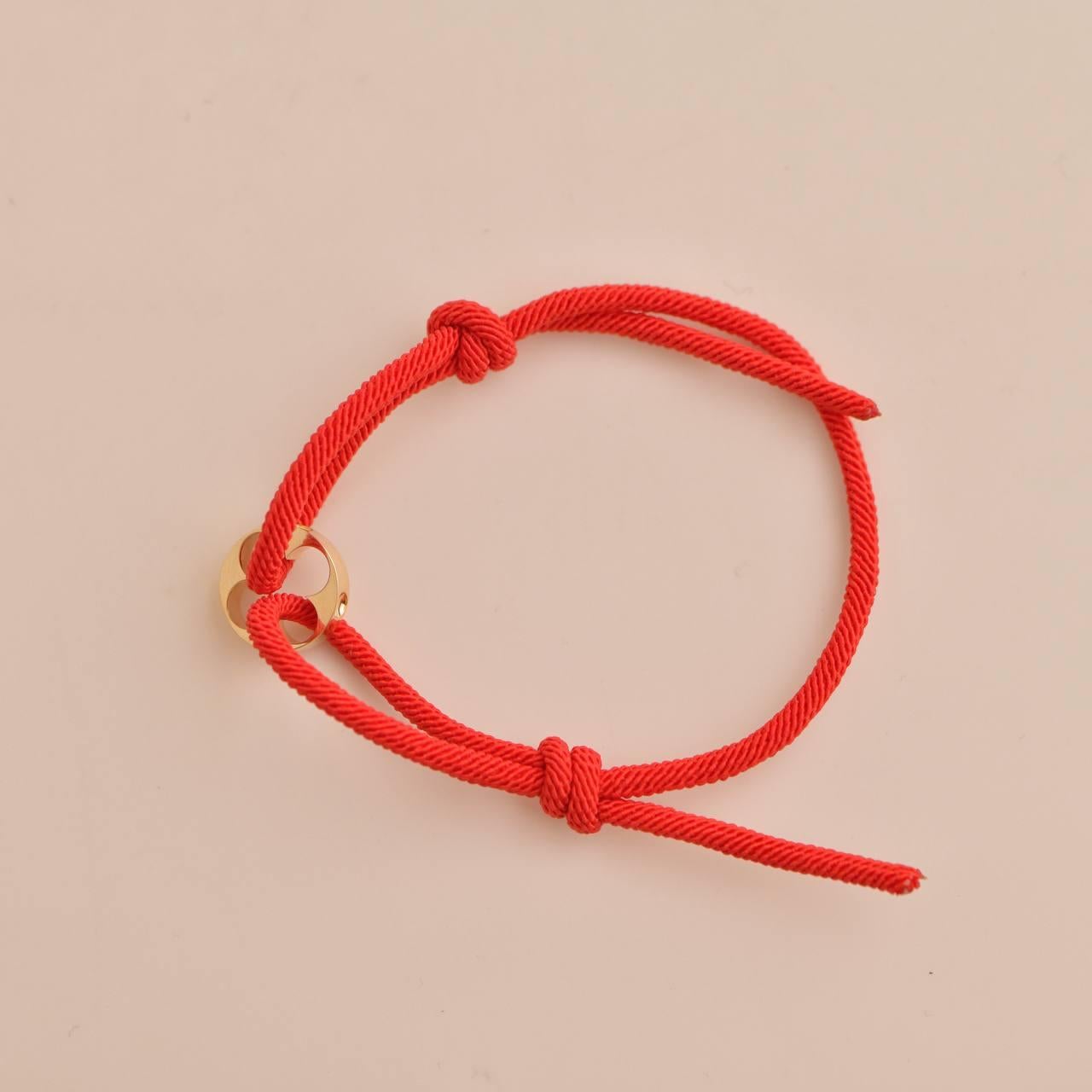 Louis Vuitton Empreinte 18K Yellow Gold Red Cord Bracelet For Sale 1