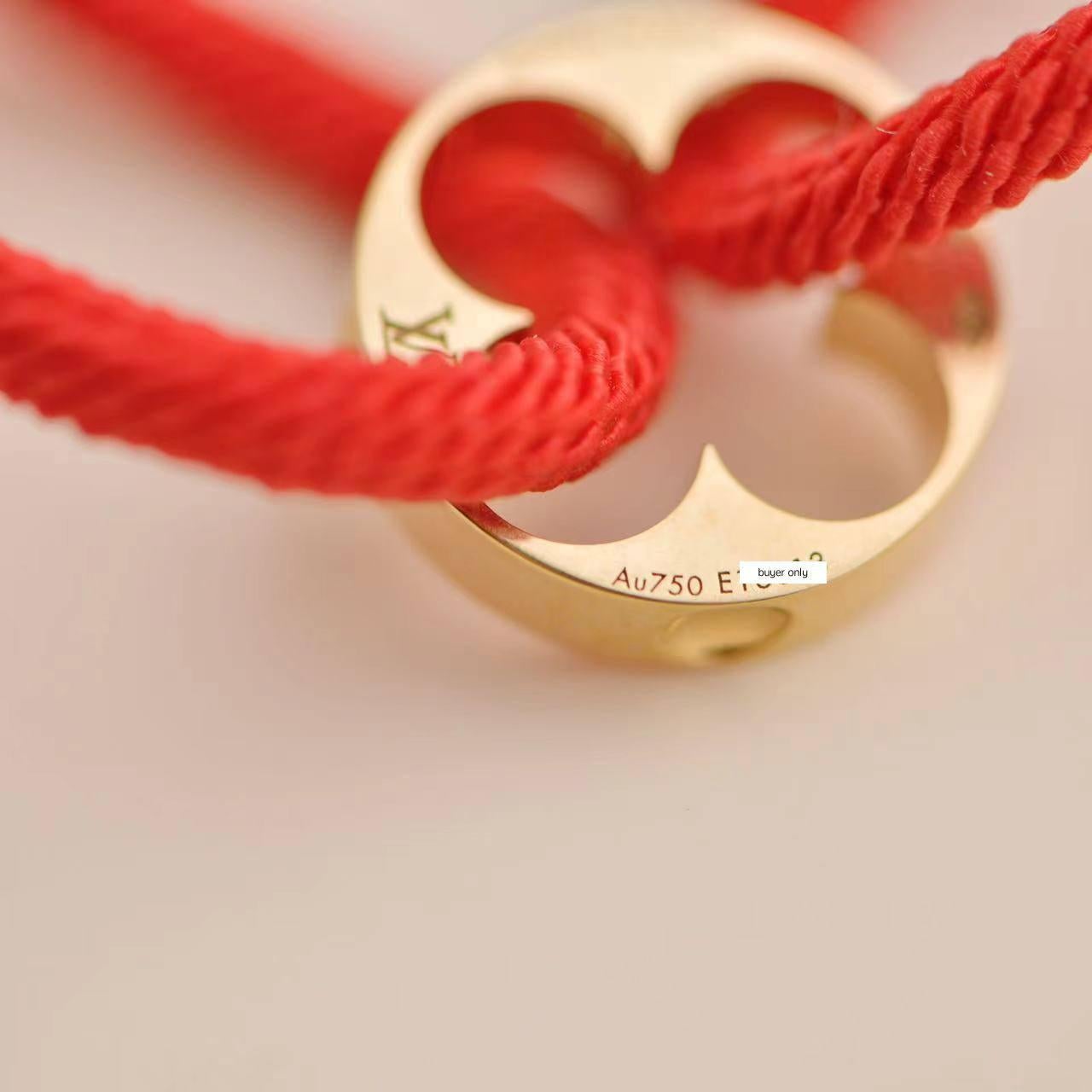 Louis Vuitton Empreinte 18K Yellow Gold Red Cord Bracelet For Sale 2