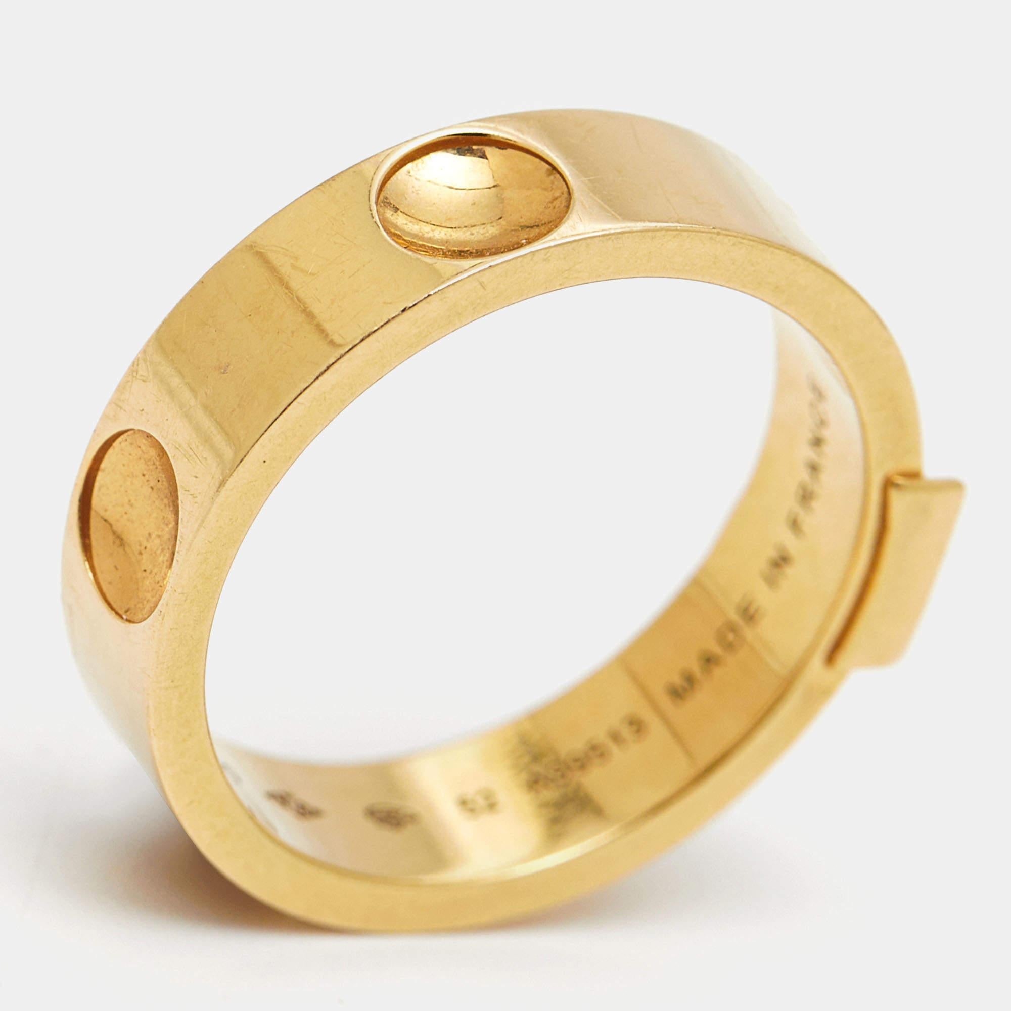Women's Louis Vuitton Empreinte 18k Yellow Gold Ring Size 52 For Sale