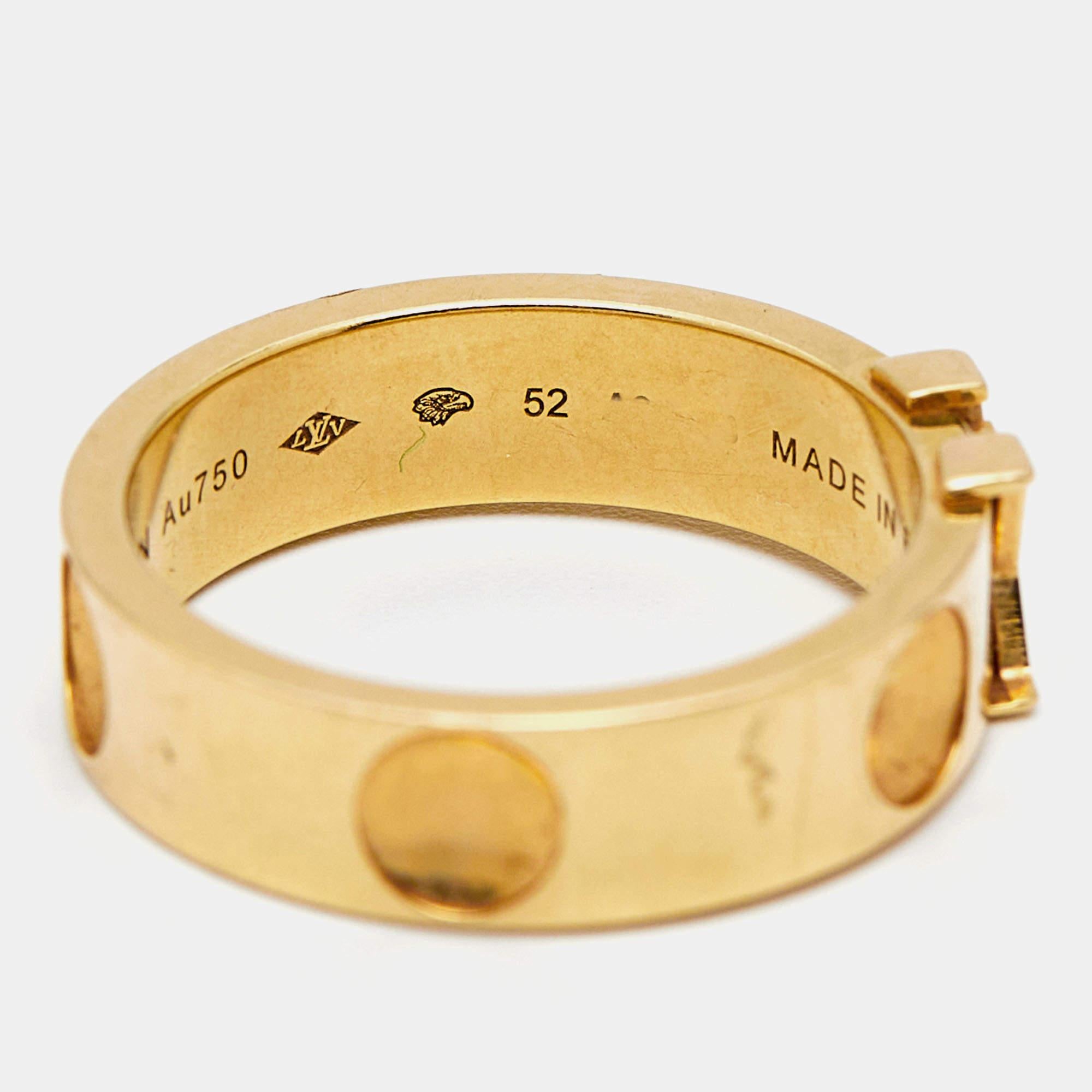 Louis Vuitton Empreinte 18k Yellow Gold Ring Size 52 For Sale 2