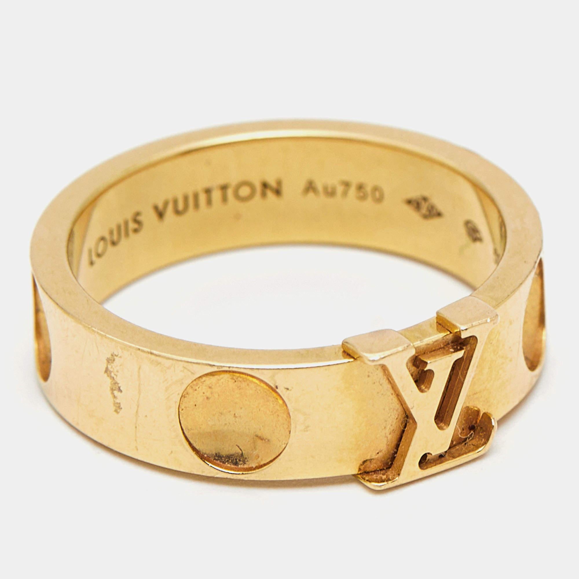 Louis Vuitton Empreinte 18k Yellow Gold Ring Size 52 For Sale 4