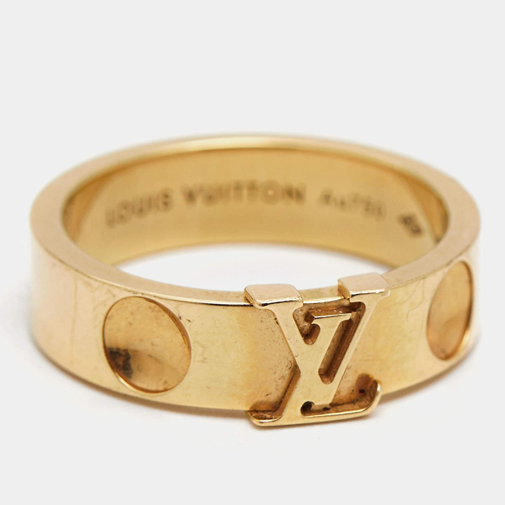 Louis Vuitton Empreinte 18k Yellow Gold Ring Size 52 For Sale 5