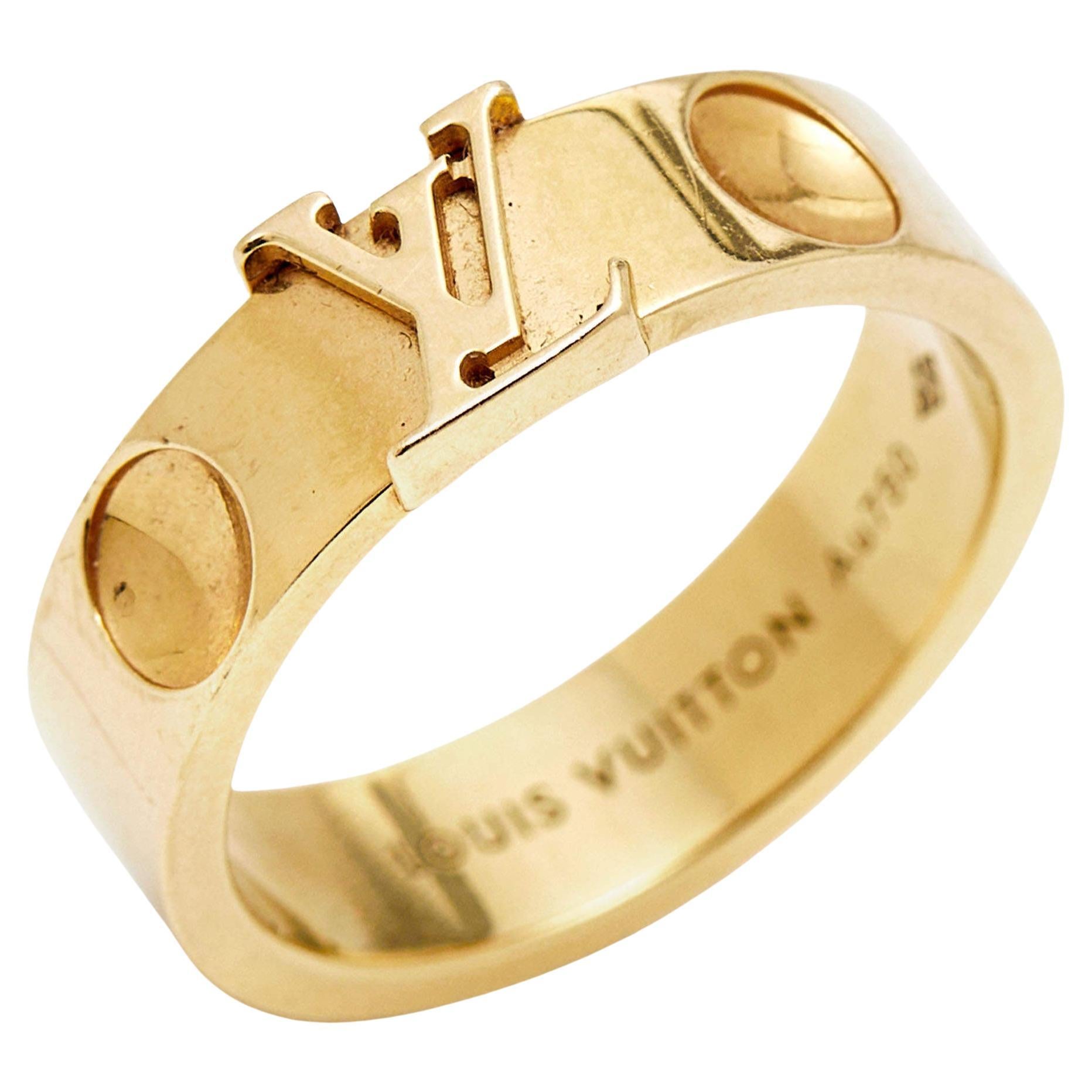 Louis Vuitton Empreinte 18k Yellow Gold Ring Size 52 For Sale