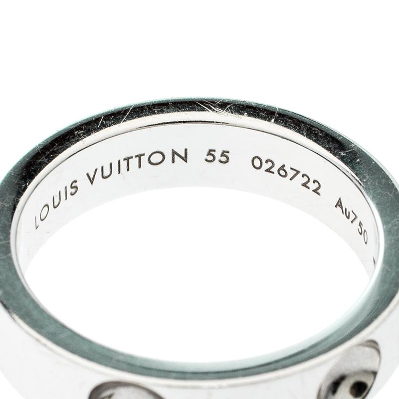 Contemporary Louis Vuitton Empreinte Diamond 18K White Gold Band Ring Size 55