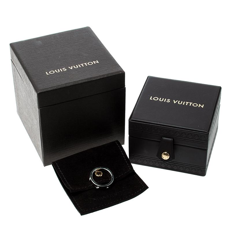 Women's Louis Vuitton Empreinte Diamond 18K White Gold Band Ring Size 55