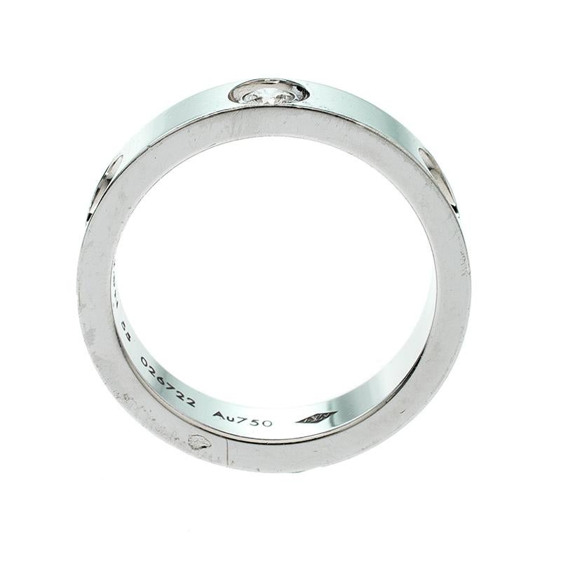 Louis Vuitton Empreinte Diamond 18K White Gold Band Ring Size 55 1