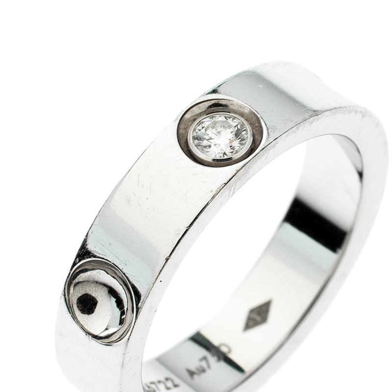 Louis Vuitton Empreinte Diamond 18K White Gold Band Ring Size 55 2