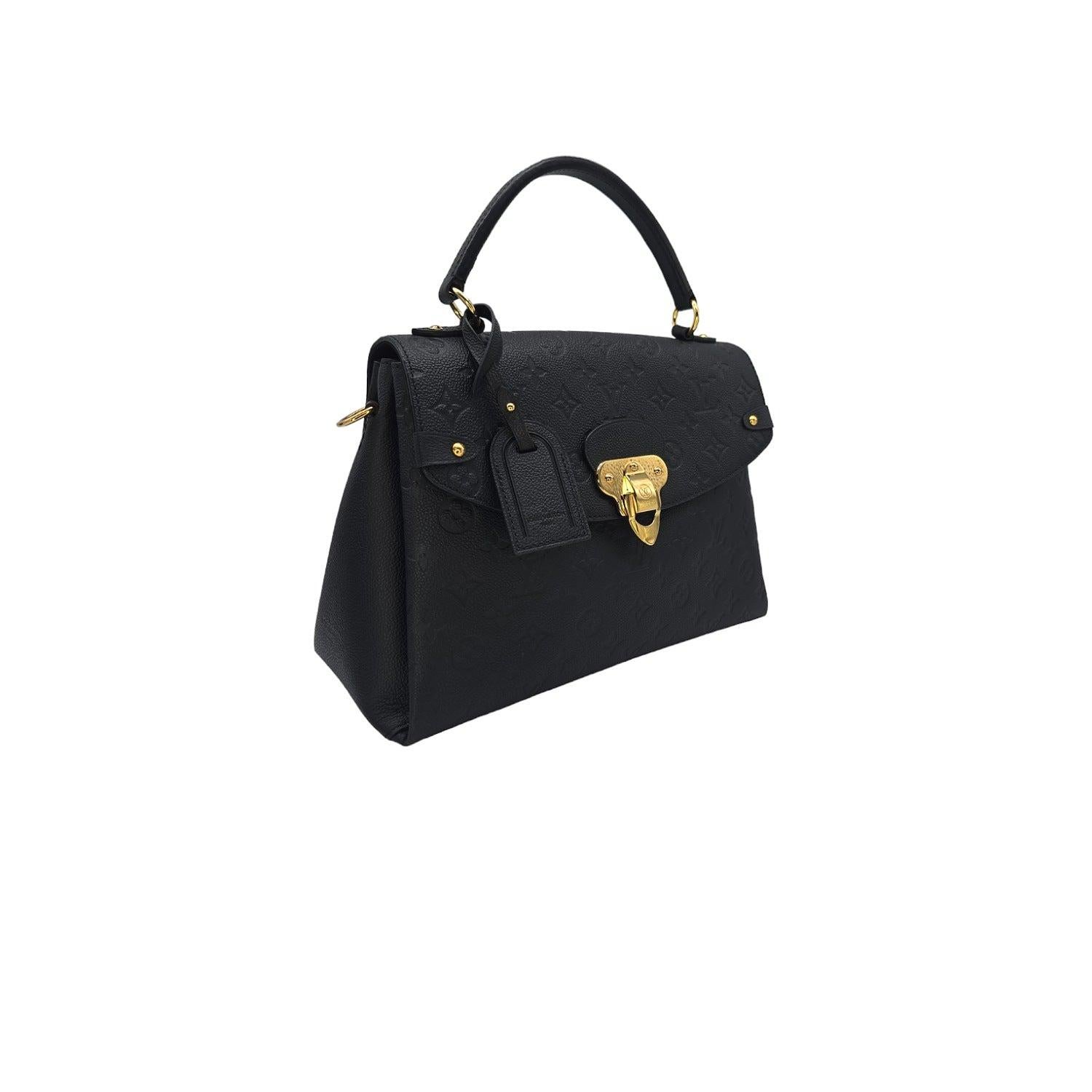 Elevate your style with the Louis Vuitton Empreinte Georges MM Top Handle Bag. Made from luxurious embossed leather, this flap-style bag exudes sophistication. Featuring a top handle and adjustable shoulder strap, it is practical and versatile. The