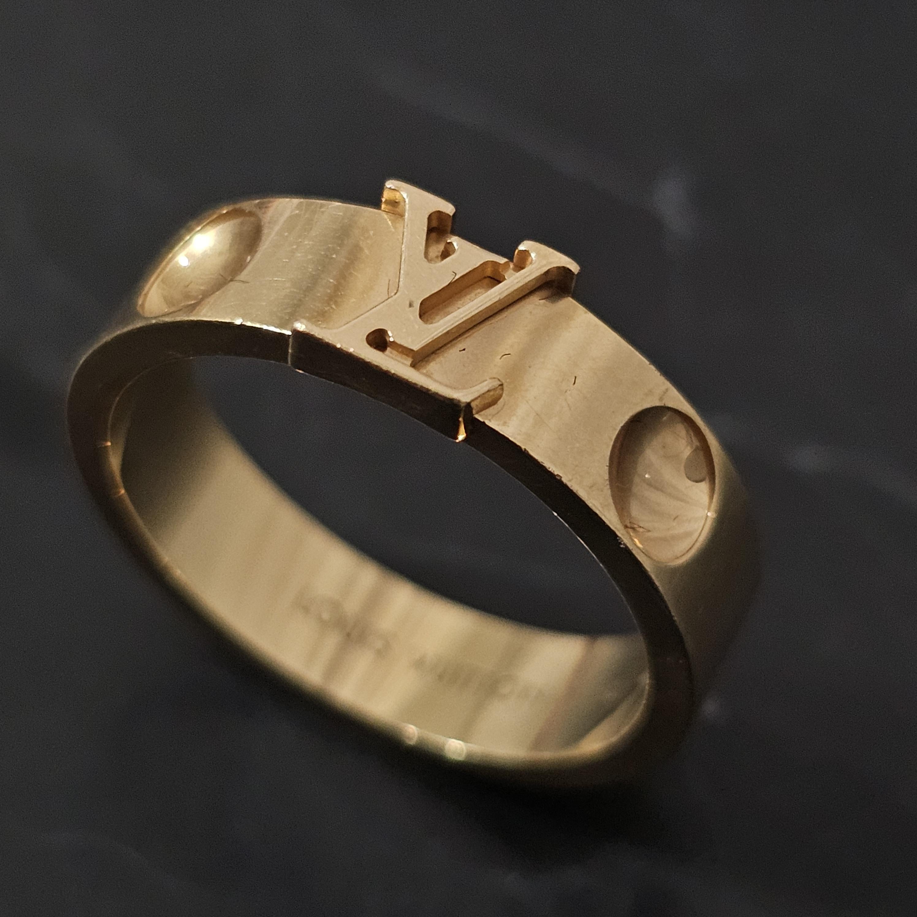 Louis Vuitton Empreinte LV Band Ring 18k Yellow Gold sz 57 US 8.25 7