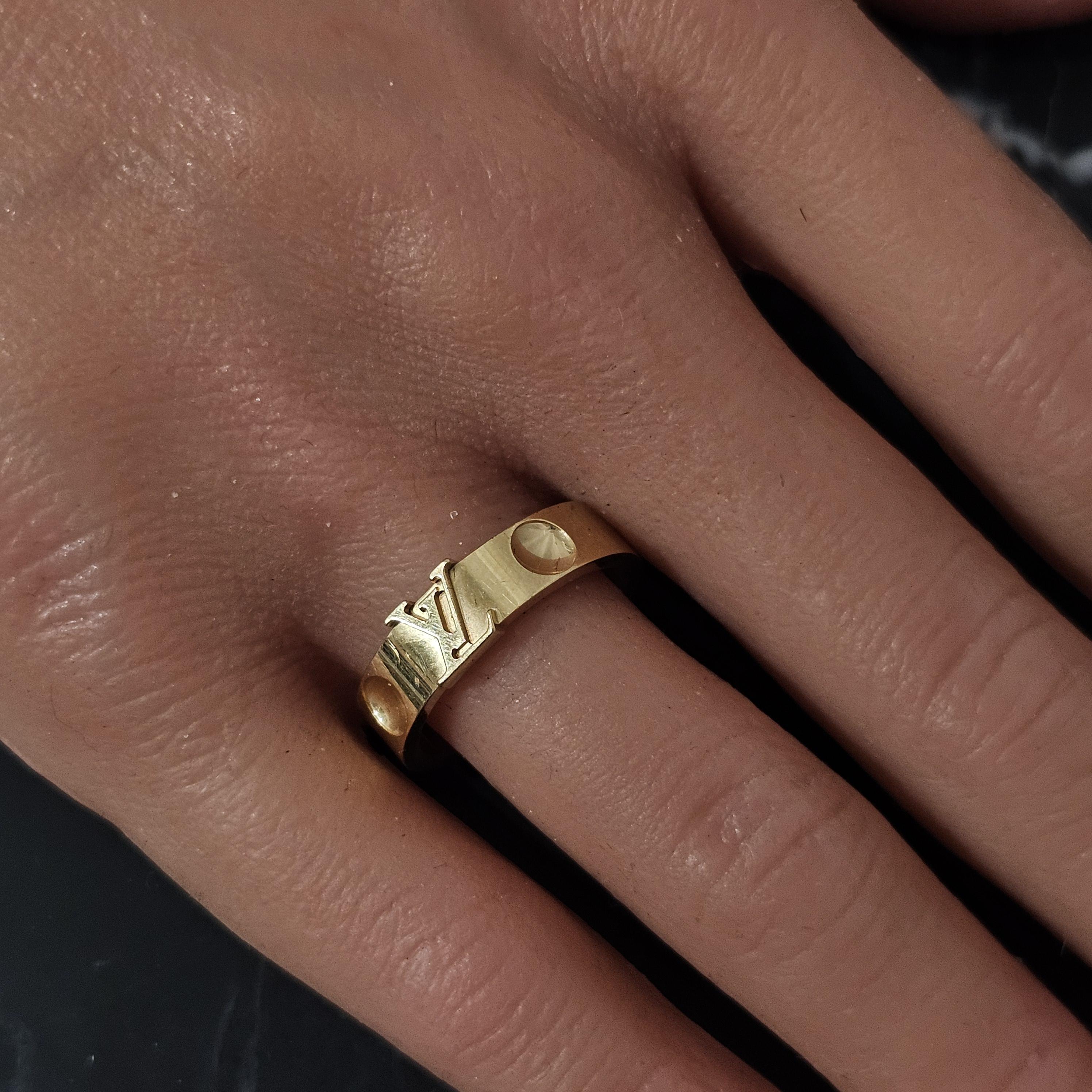 Louis Vuitton Empreinte LV Band Ring 18k Yellow Gold sz 57 US 8.25 1