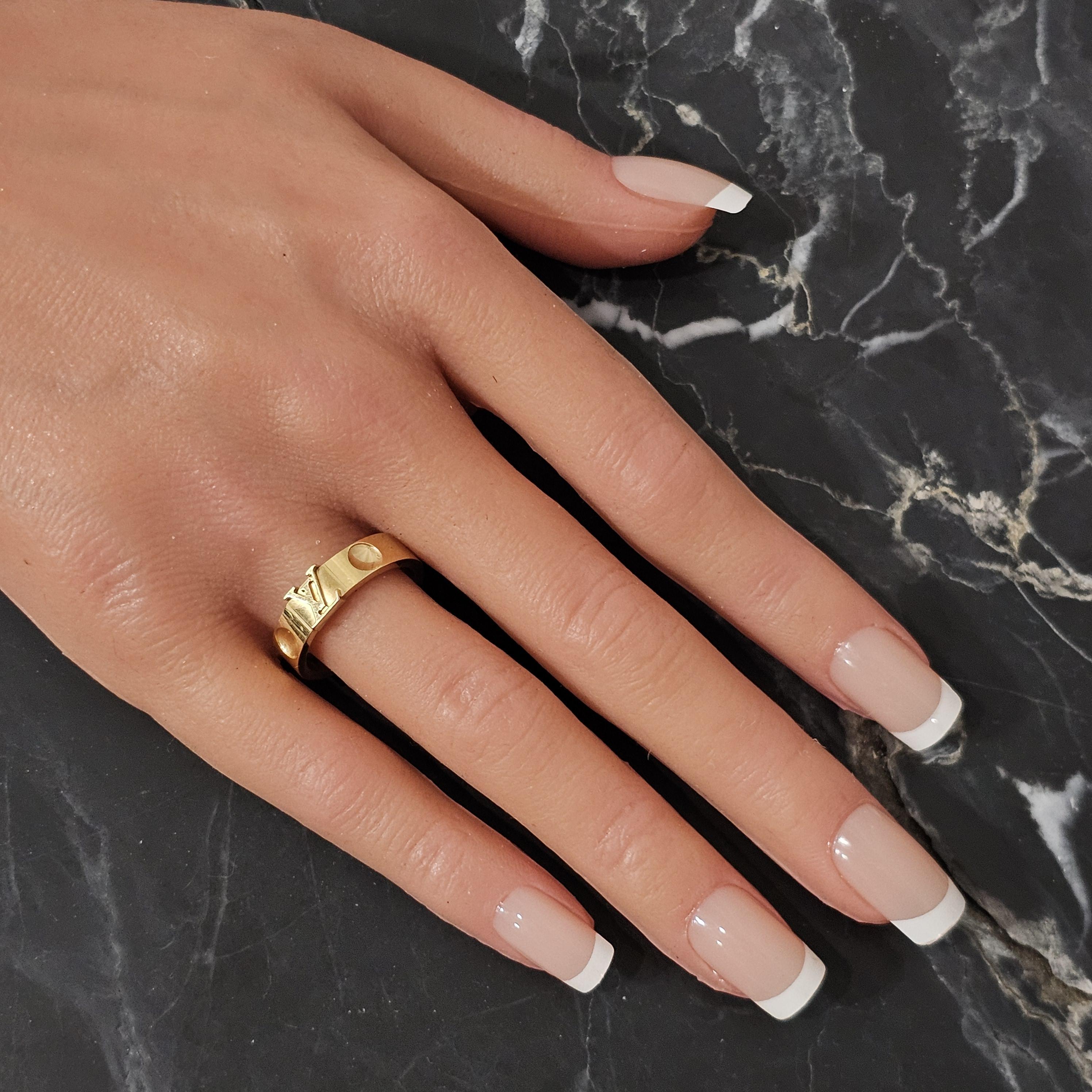 Louis Vuitton Empreinte LV Band Ring 18k Yellow Gold sz 57 US 8.25 2