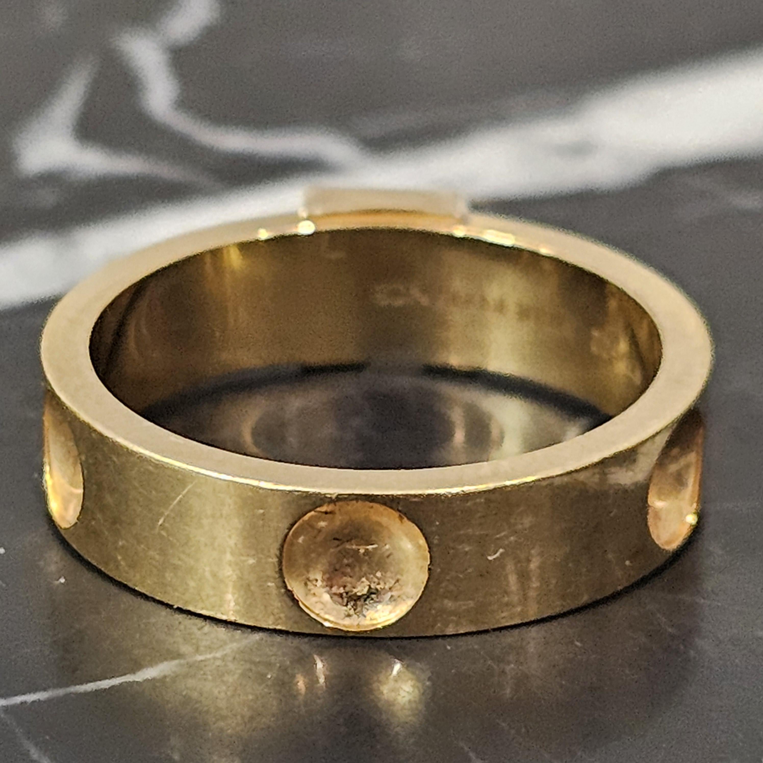 Louis Vuitton Empreinte LV Band Ring 18k Yellow Gold sz 57 US 8.25 3