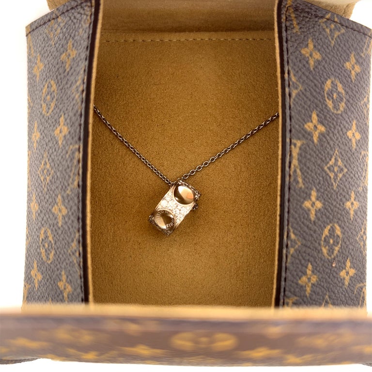 Louis Vuitton 18K White Gold Pave Diamonds Empreinte Pendant Necklace, Louis Vuitton