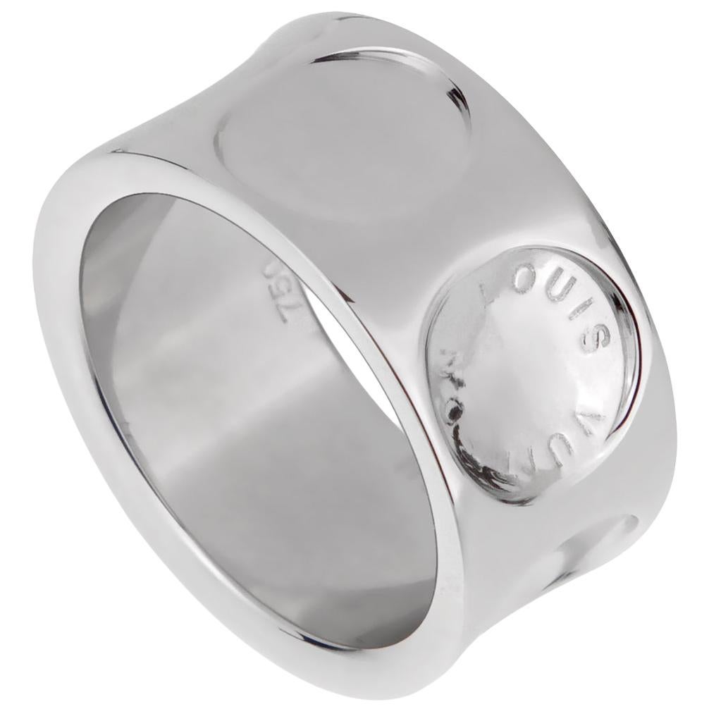 Bague à anneau Louis Vuitton Empreinte en or blanc en vente