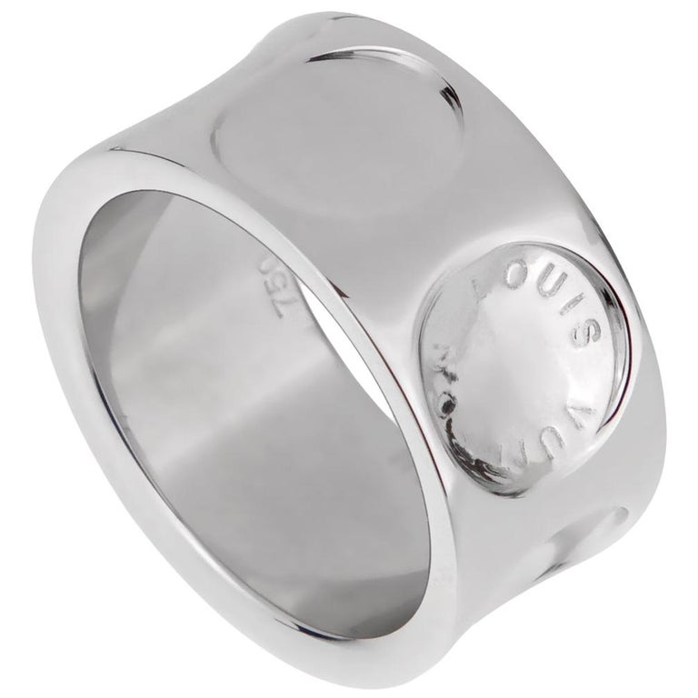 Louis Vuitton Idylle Blossom Ring, White Gold and Diamonds Grey. Size 47