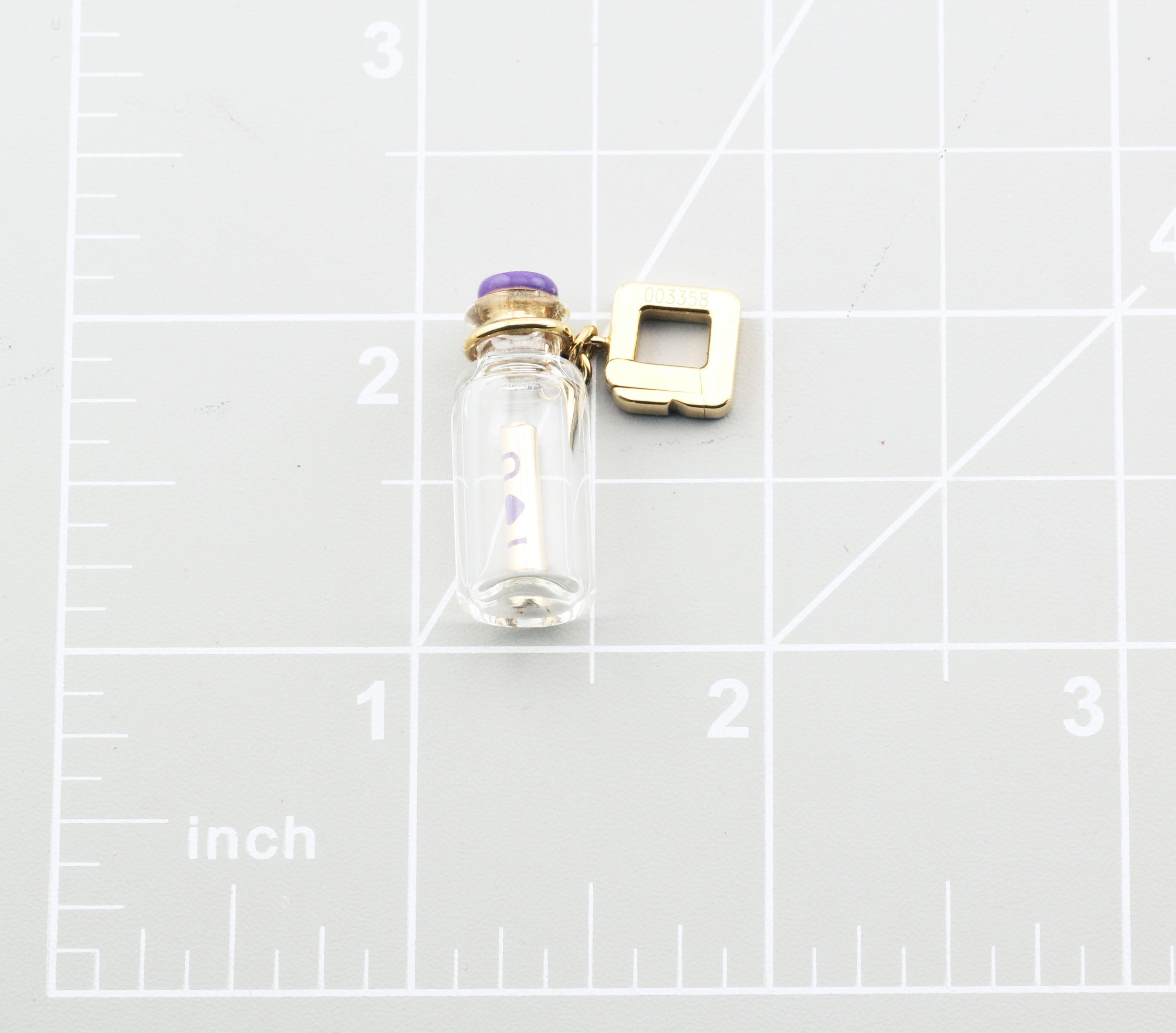 Women's Louis Vuitton Enamel 18K Yellow Gold Love Message in Bottle Charm Pendant