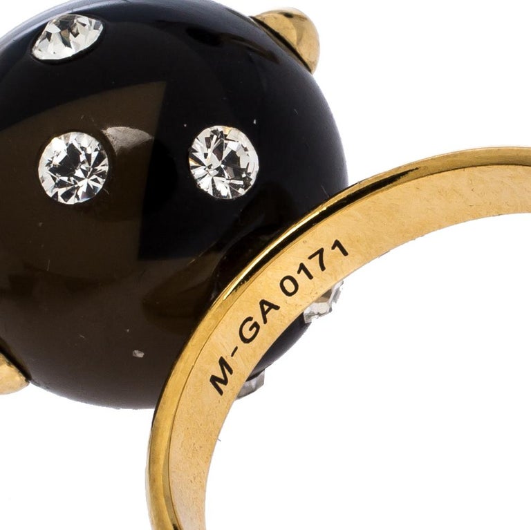 Louis Vuitton Gamble Crystal Gold Tone Ring M at 1stDibs
