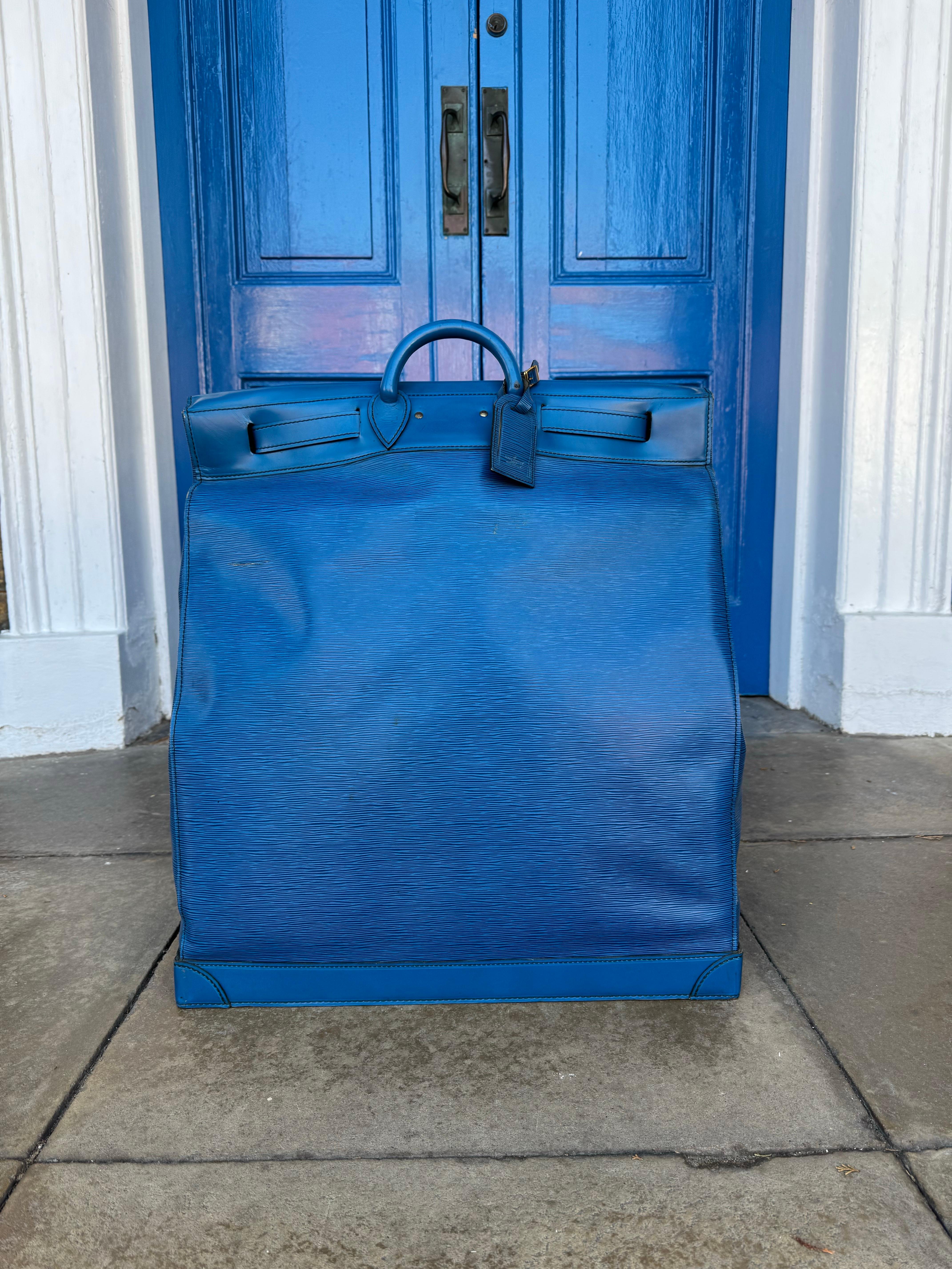Louis Vuitton EPI Blaue Leder Dampftasche 55 im Angebot 6