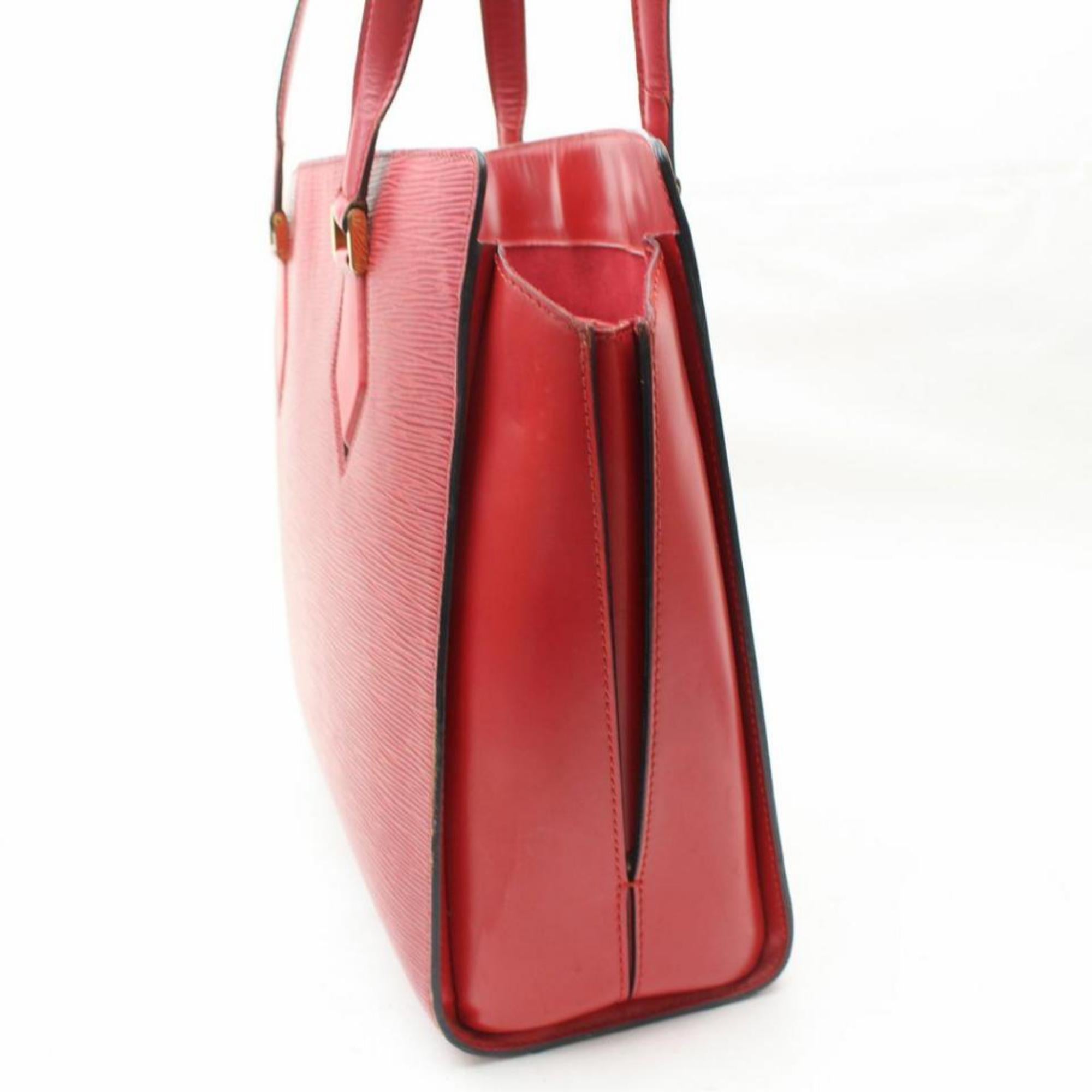Women's Louis Vuitton Epi Castillian Duplex Tote 869545 Red Leather Shoulder Bag For Sale