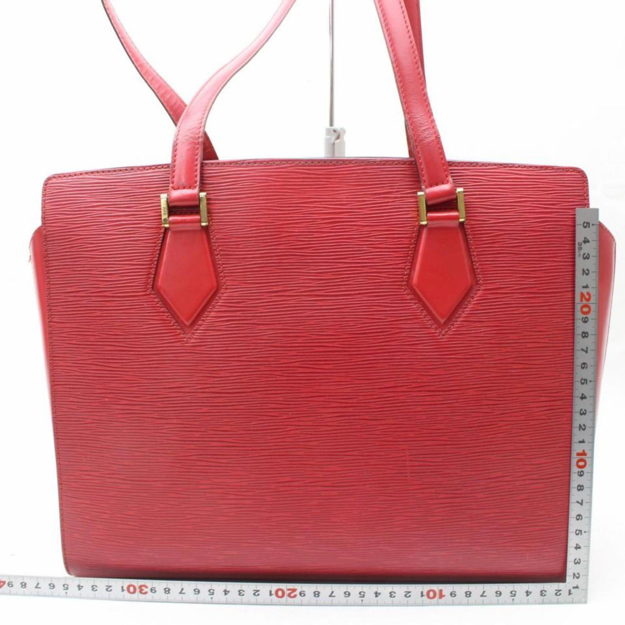 Louis Vuitton Epi Castillian Duplex Tote 869545 Red Leather Shoulder Bag For Sale 1
