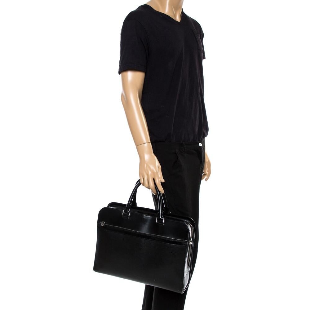 Louis Vuitton Epi Leder Bassano GM Aktentasche (Schwarz)