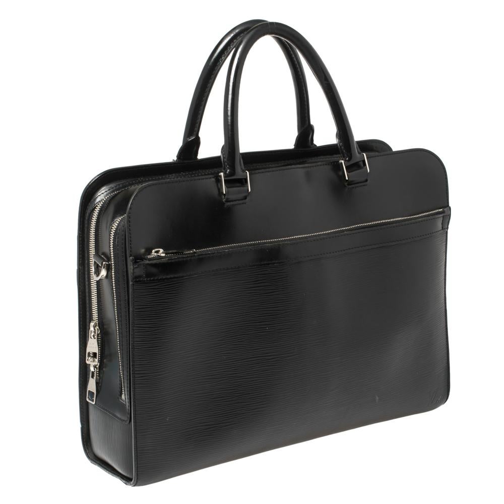 Black Louis Vuitton Epi Leather Bassano GM Briefcase