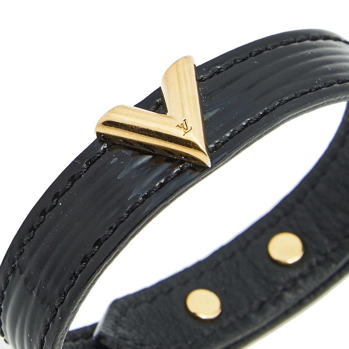 Contemporary Louis Vuitton Epi Leather Essential V Black Leather Bracelet