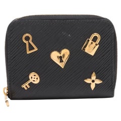 Louis Vuitton Epi Love Lock Zippy Münzgeldbörse Schwarz