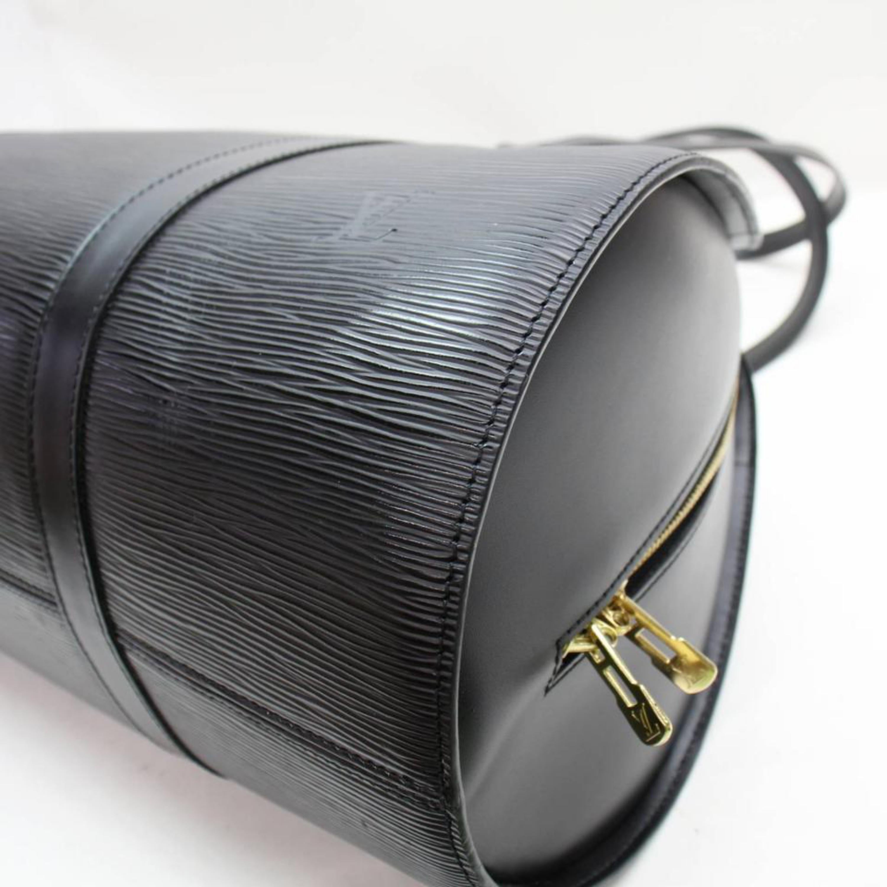 Louis Vuitton Epi Noir Solferino Gm 867425 Black Leather Weekend/Travel Bag For Sale 3