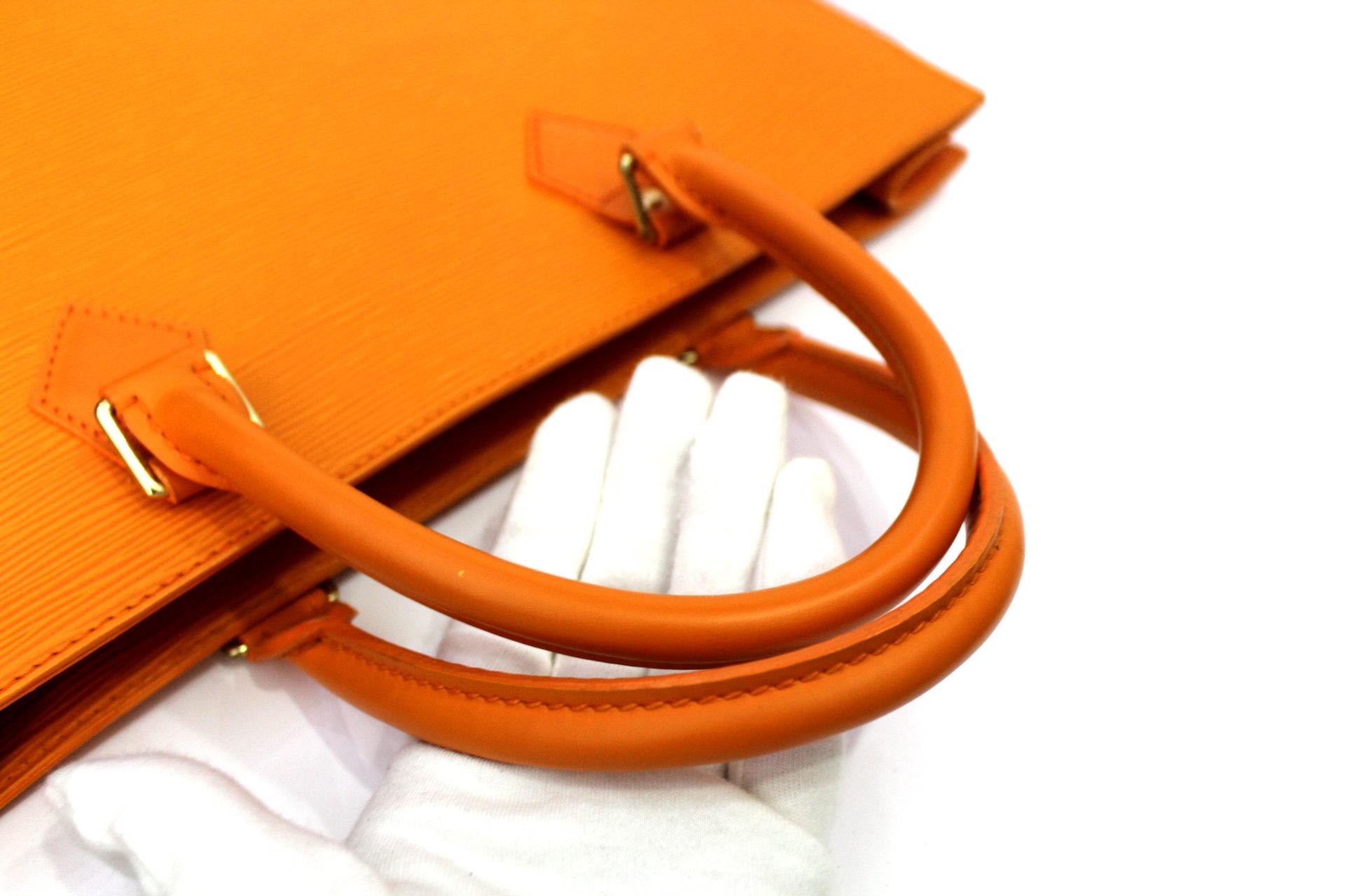 Women's Louis Vuitton Epi Orange Leather Sac Plat Bag