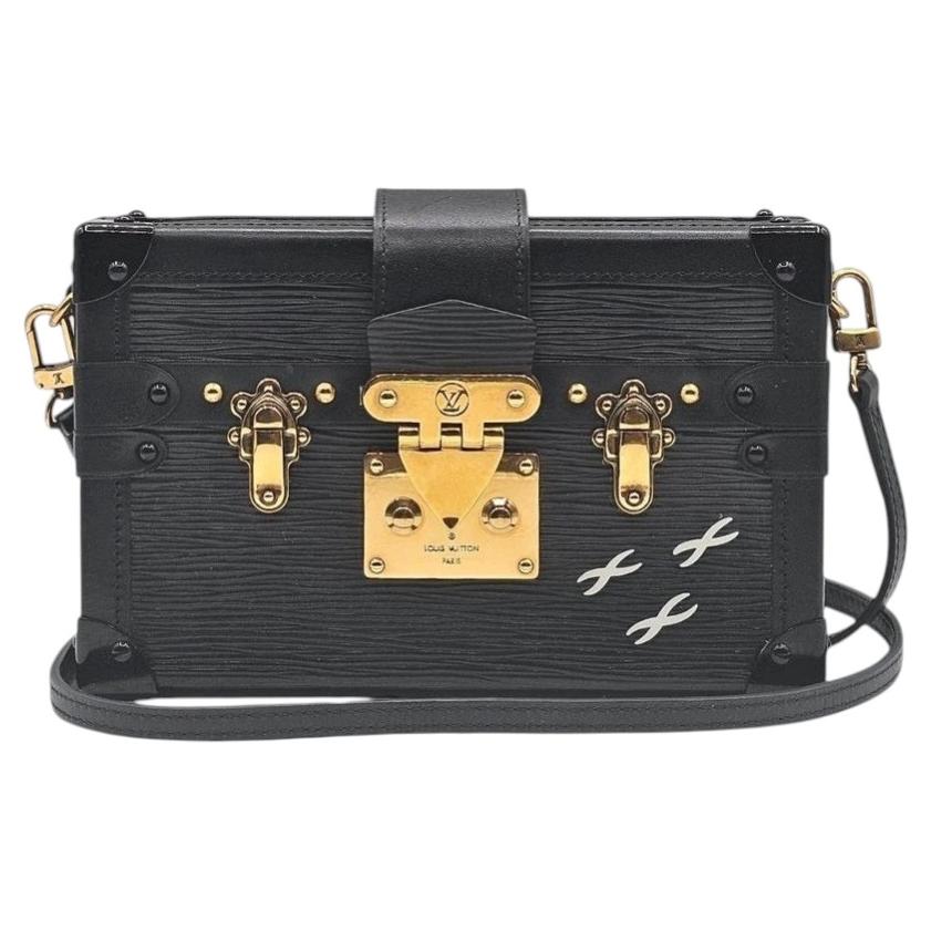 Borsa a tracolla Louis Vuitton Epi Petite Malle Trunk Clutch, nera - Di seconda mano in vendita