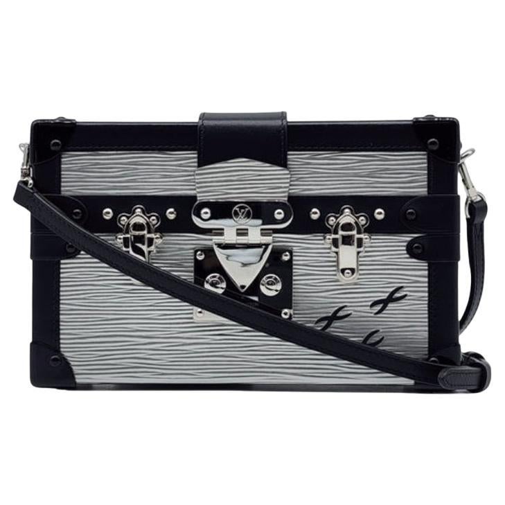 Louis Vuitton Epi Petite Malle Trunk Clutch sac à bandoulière M55309 en argent