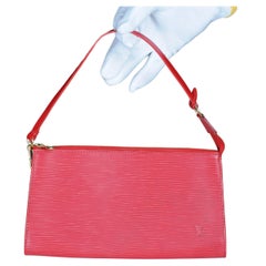 Used Louis Vuitton Epi red leather Pochette Clutch 