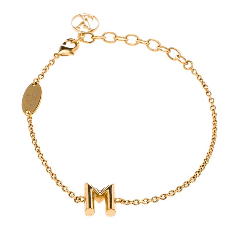 Louis Vuitton Essential M Gold Tone Bracelet Damen