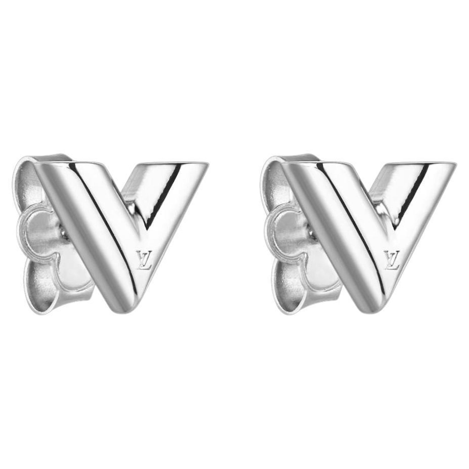 Pre-owned Louis Vuitton Louise Hoop Earrings Silver