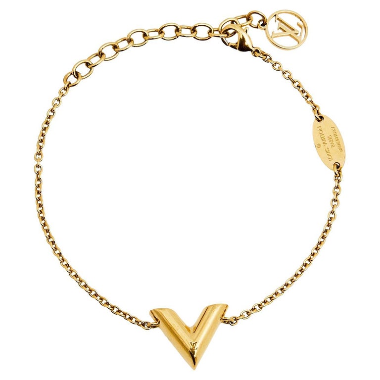 Louis Vuitton Essential V Gold Tone Bracelet at 1stDibs | louis v bracelet,  lv gold bracelet price, v louis vuitton bracelet