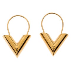 Louis Vuitton Essential V Gold Tone Hoop Earring