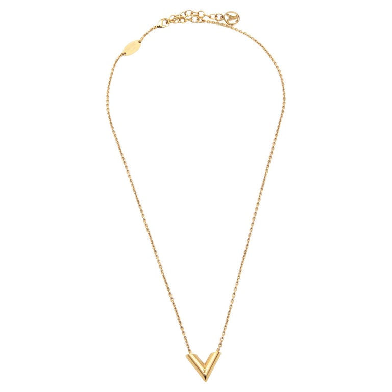 Louis Vuitton Gold-tone & Crystal Essential V Necklace in Metallic