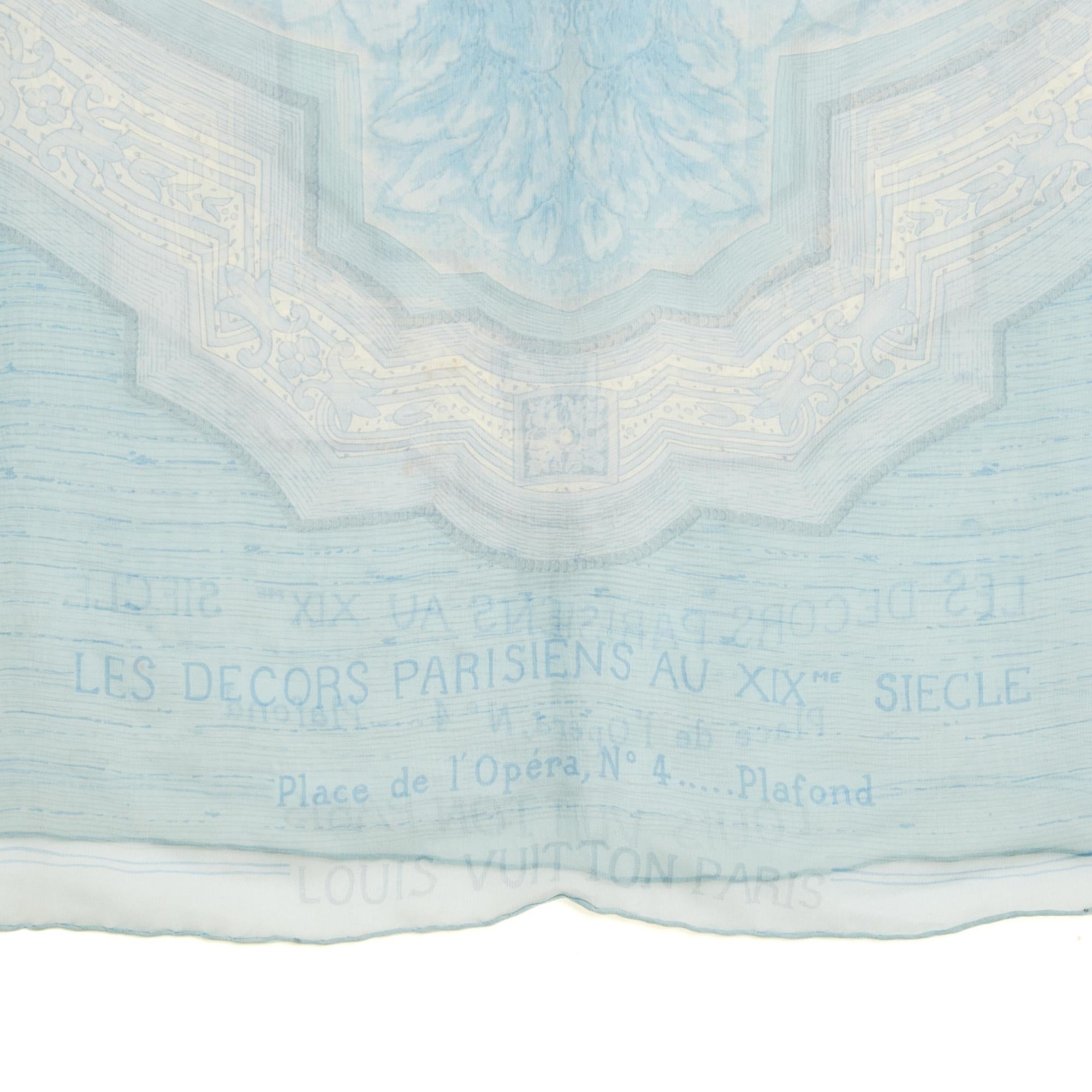 Louis Vuitton Etole Les Decors Parisiens au XIXe LV Bufanda de muselina de seda azul Azul en venta
