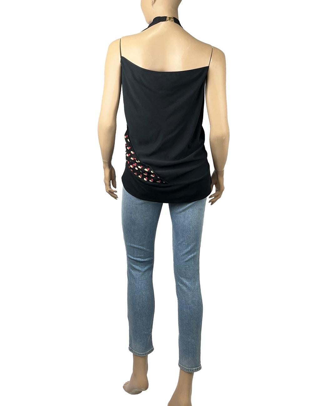 Louis Vuitton EU 36 Black Halter Top With Heart-patterned Bow Detail In Excellent Condition For Sale In Amman, JO
