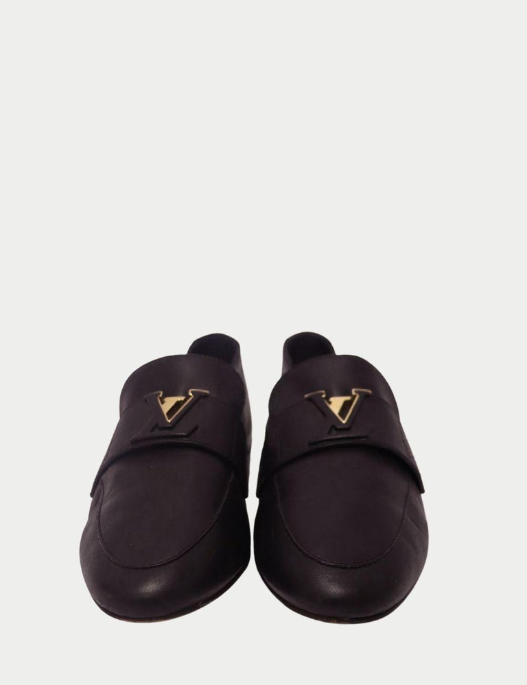Louis Vuitton Black with Gold LV Logo Leather Loafers - EU  display picture 1