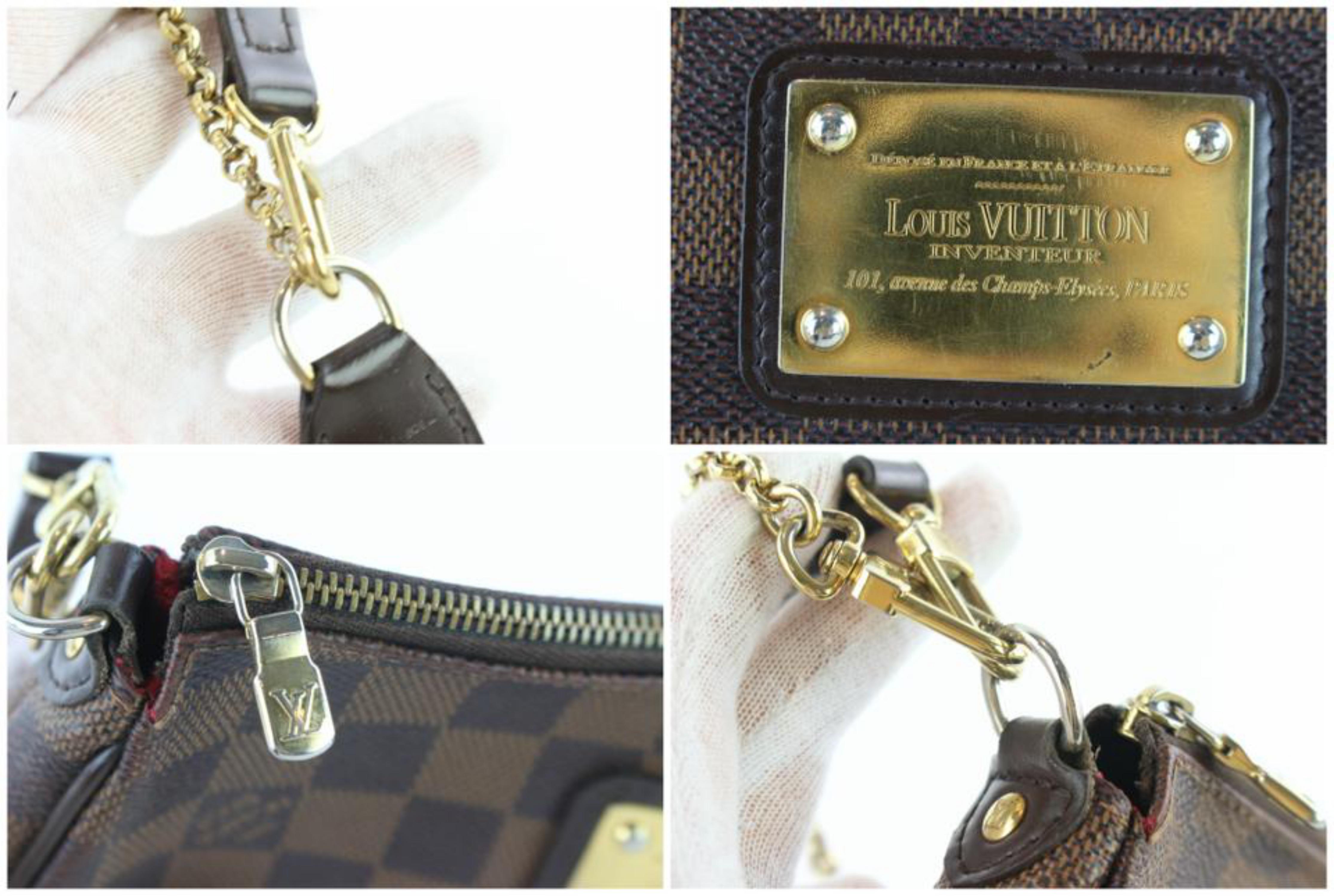 Louis Vuitton Eva Damier Ebene 2way 3lz1128 Brown Coated Canvas Cross Body Bag In Fair Condition For Sale In Forest Hills, NY