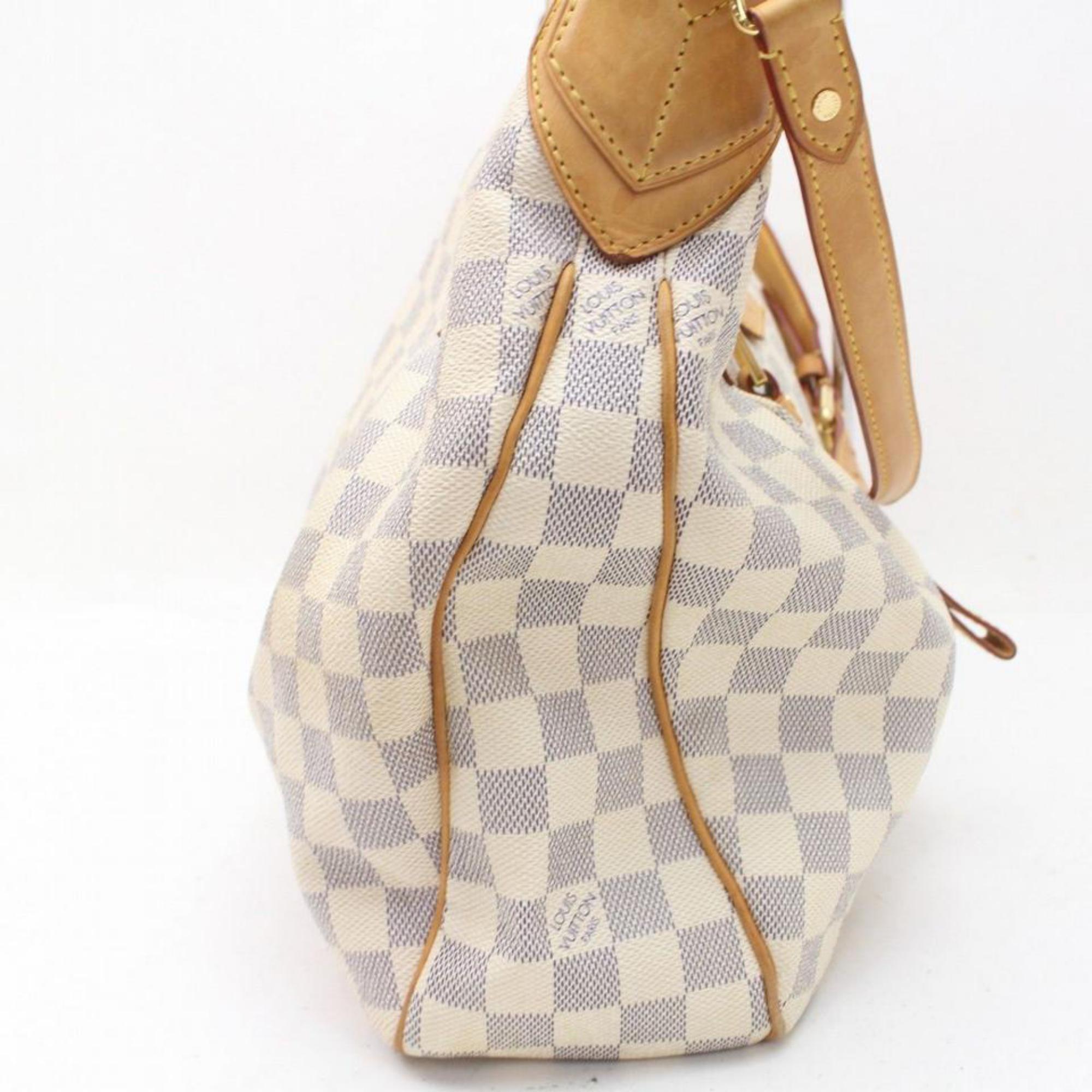 Louis Vuitton Evora Damier Azur Gm 869863 White Coated Canvas Shoulder Bag For Sale 4