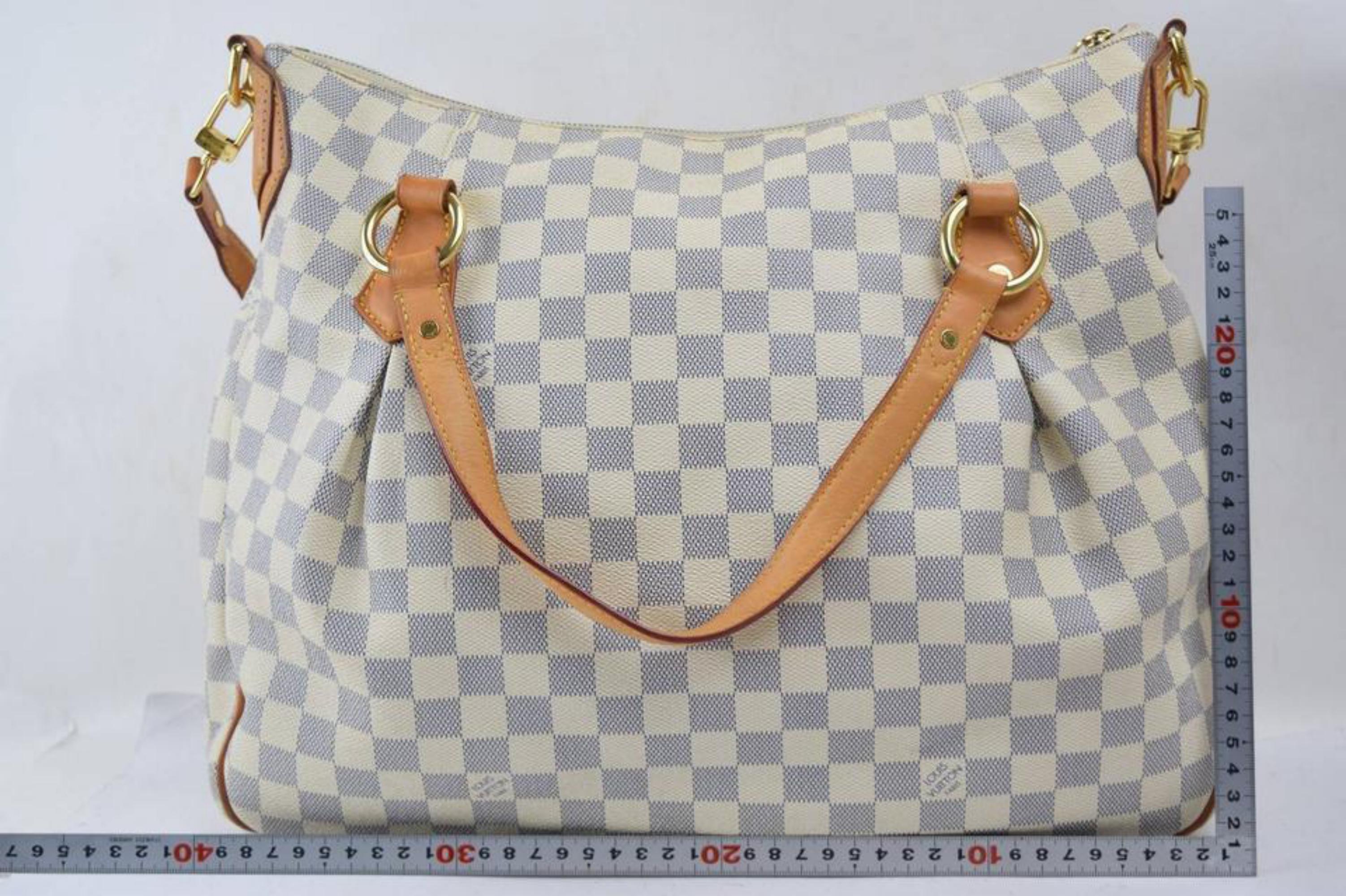 Louis Vuitton Evora Damier Azur Mm 867371 White Coated Canvas Shoulder Bag In Good Condition For Sale In Forest Hills, NY